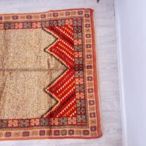 Berber Amazigh Beni Ourain Handmade Wool Rug with Boho Motifs