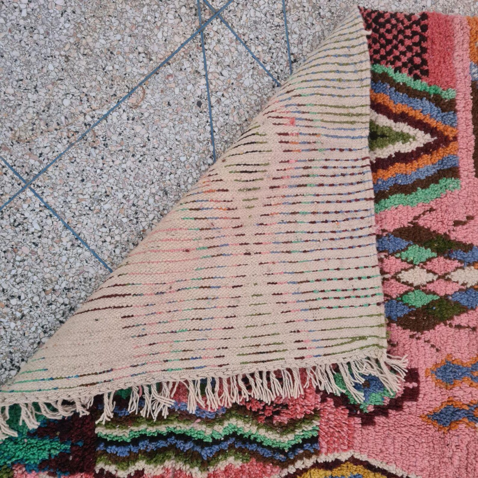 Berber Boujaad Handmade Wool Rug Pink Tribal Decor
