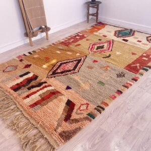 Amazigh Brown Berber Wool Rug Handwoven Tribal Carpet