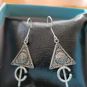Amazigh Bereber Hamsa Earrings with Silver Plated Heritage Design
