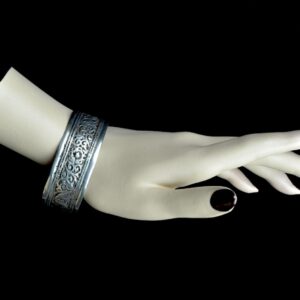 Antique Berber Silver Bracelet with Atlas Vegetal Engraved Motifs