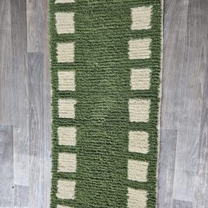 Berber Azilal Green Abstract Handmade Wool Runner Rug