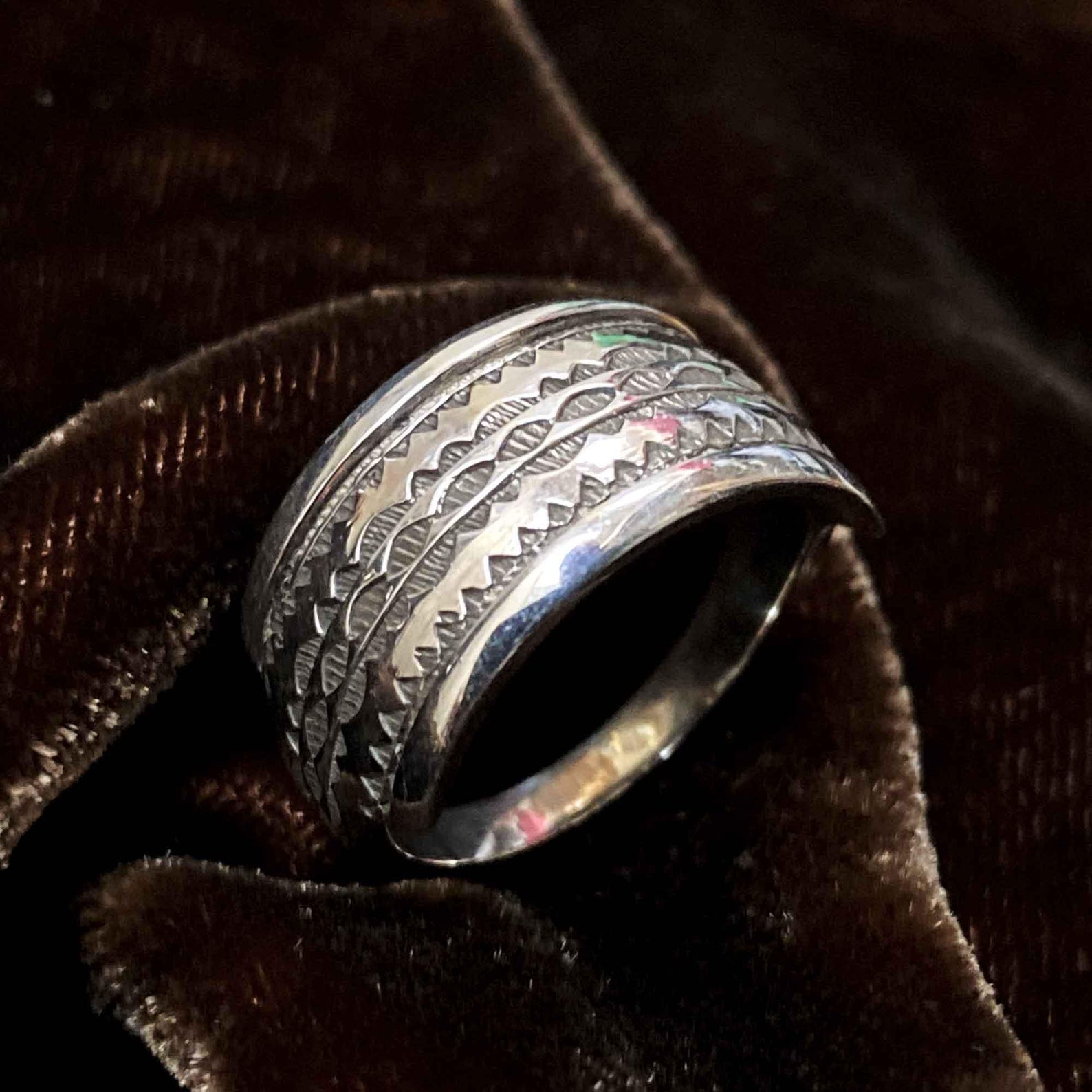 Berber Tuareg Silver Ring Taszinht with Amazigh Design