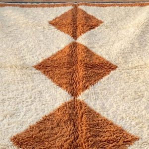 Handwoven Berber Beni Ourain Wool Rug Terracotta Diamond Area Rug