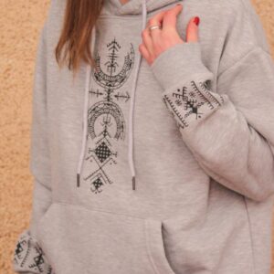 Amazigh Berber Symbology Feminine Cotton Hoodie with Tifinagh Design