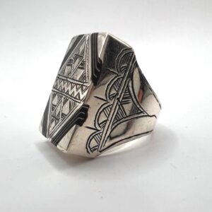 Berber Tuareg Ebony Sterling Silver Ring Size 10 Vintage Jewelry