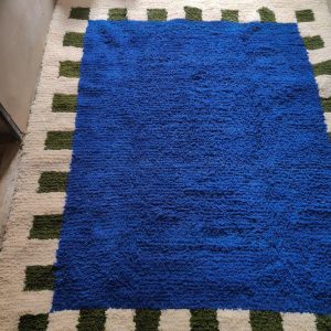 Royal Blue Berber Beni Ourain Inspired Wool Area Rug
