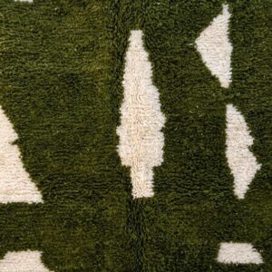 Amazigh Olive Abstract Modern Shag Berber Wool Rug Custom Size
