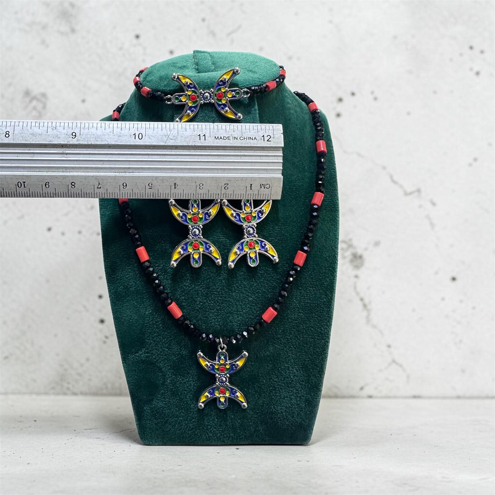 Amazigh Tifinagh Jewelry Set Necklace Earrings Bracelet Berber Design