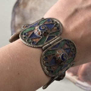 Amazigh Traditioneller Berber Kabyle Mid Century Enamel Bracelet