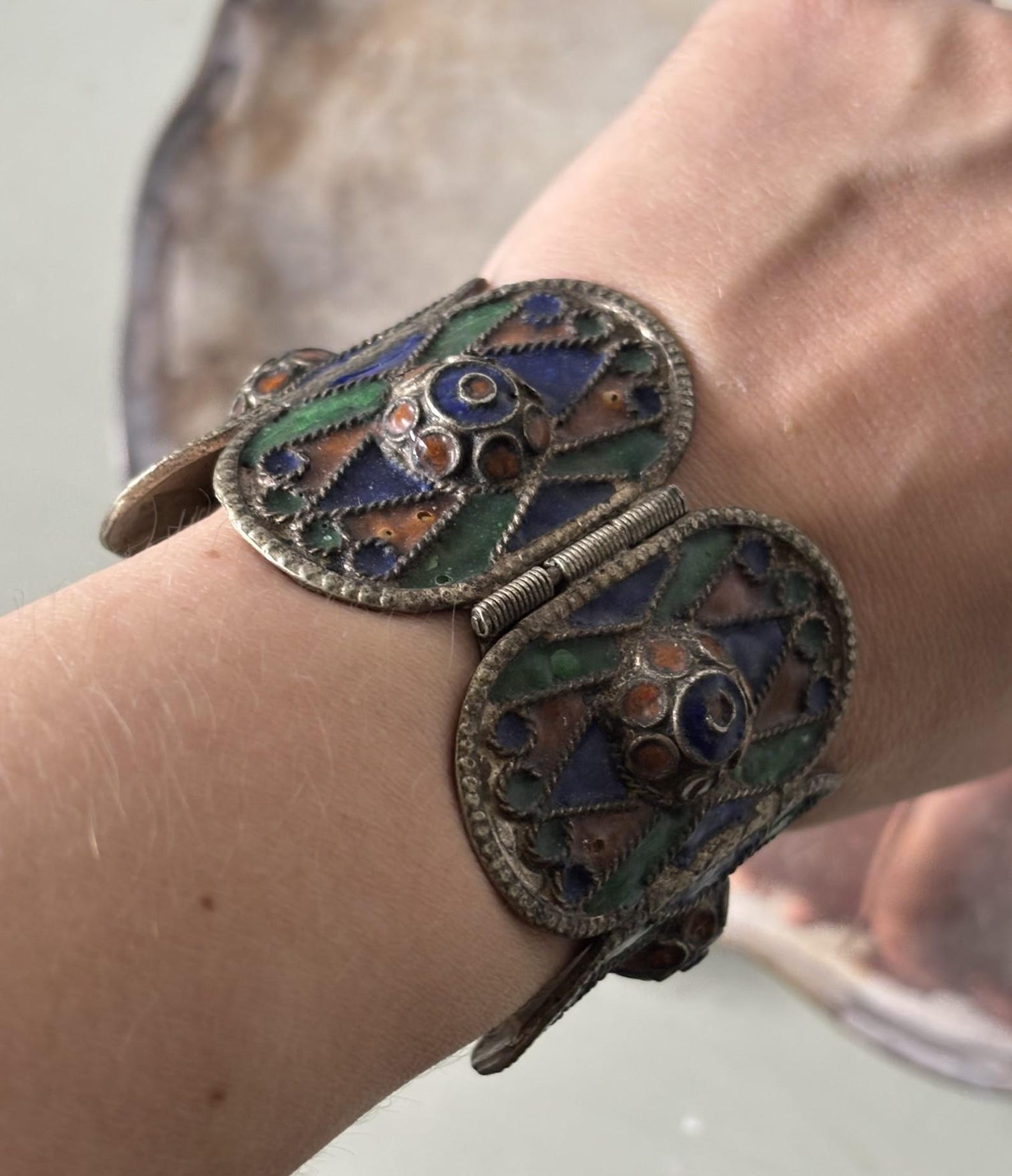 Amazigh Traditioneller Berber Kabyle Mid Century Enamel Bracelet