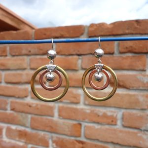 Berber Tuareg Circle Earrings with Silver Copper Brass Design