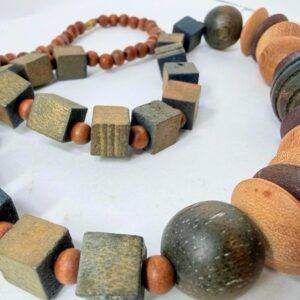 Amazigh Vintage Wooden Beaded Necklace with Bohemian Craft Style