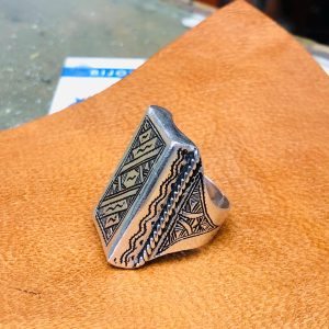 Berber Hand Engraved Silver Ring with Adjustable Artisan Design