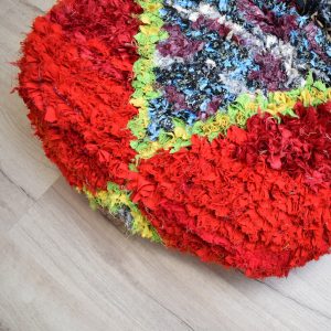 Berber Handwoven Wool Floor Pouf Vintage Kilim Style K1469