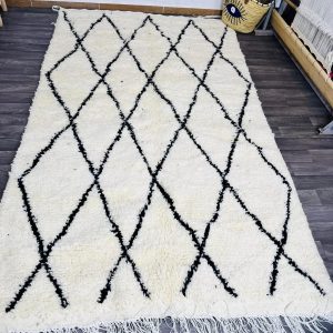 Hand Knotted Berber Beni Ourain Azilal Wool Rug