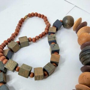 Amazigh Vintage Wooden Beaded Necklace with Bohemian Craft Style
