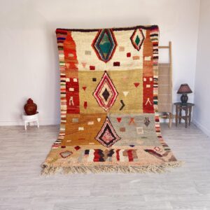 Amazigh Brown Berber Wool Rug Handwoven Tribal Carpet