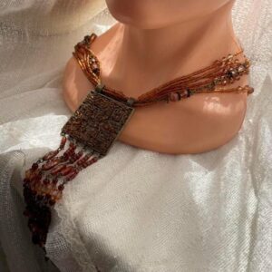 Vintage Amazigh Beaded Multi-Strand Statement Necklace 1980s Jewelry