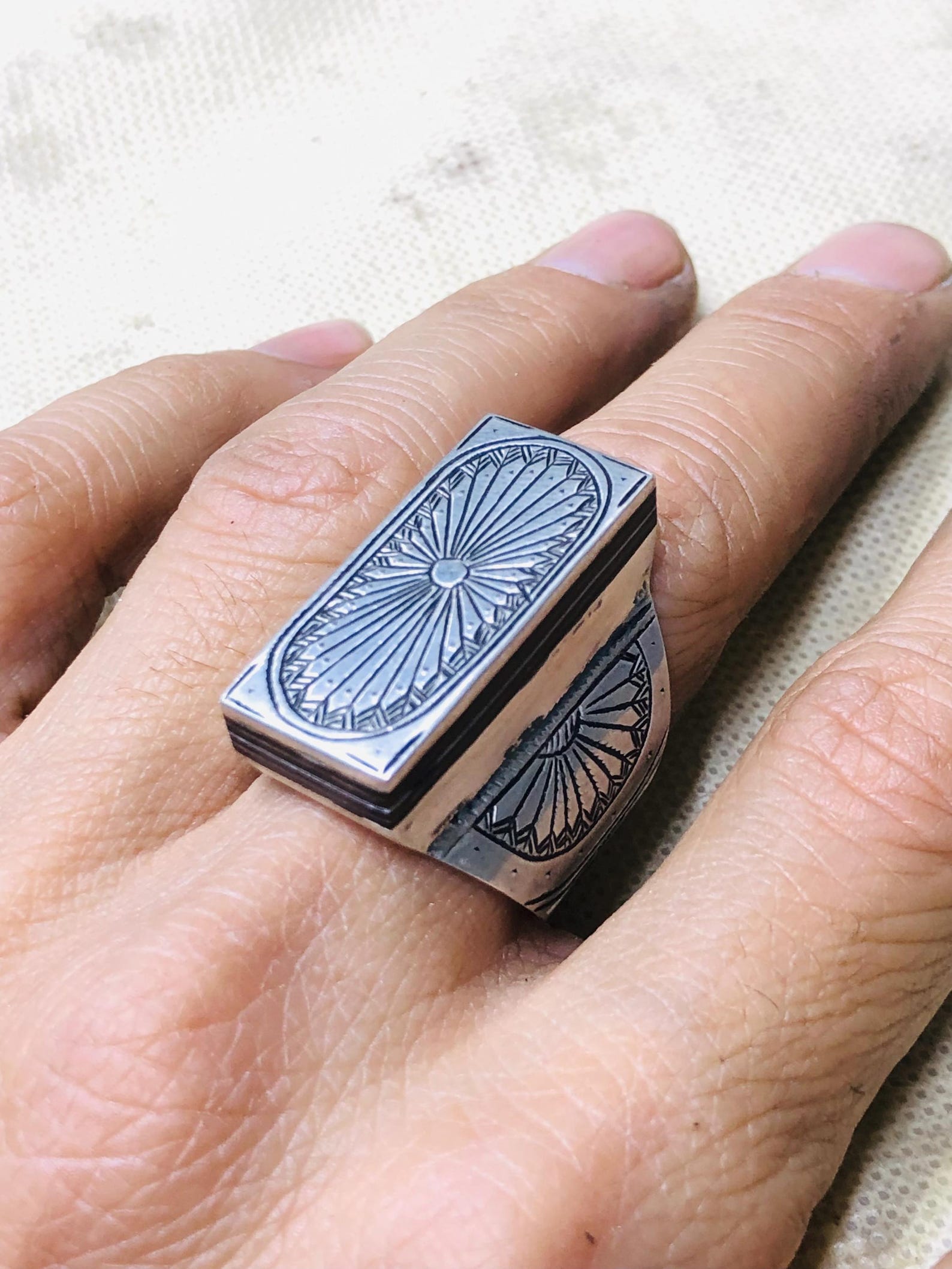 Berber Tuareg Sterling Silver Amazigh Engraved Traditional Jewelry Ring