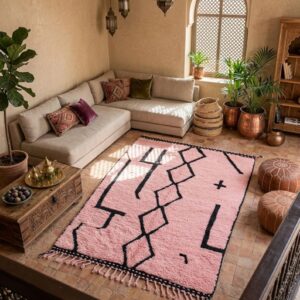 Amazigh Pink Berber Handmade Wool Rug Bold Heritage Design