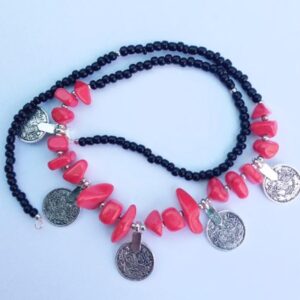 Berber Amazigh Beaded Handmade Coin Charm Statement Necklace