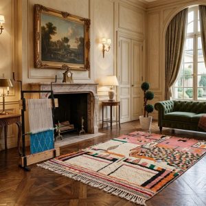 Berber Boujaad Handwoven Colorful Abstract Wool Area Rug
