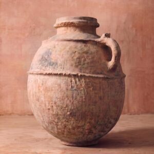 Amazigh Applied Lizard Terracotta Jar Vase with Antique Character