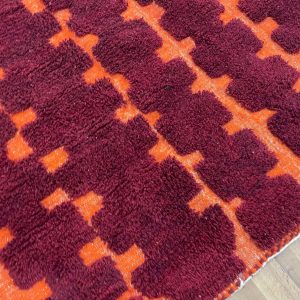 Berber Handmade Wool Beni Ourain Style Geometric Burgundy Rug