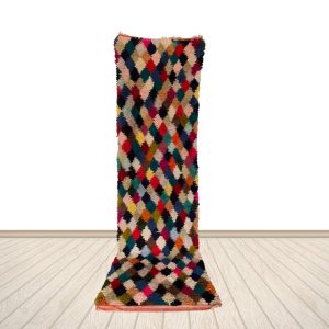 Berber Colorful Boujaad Vintage Runner Rug with Wool Design