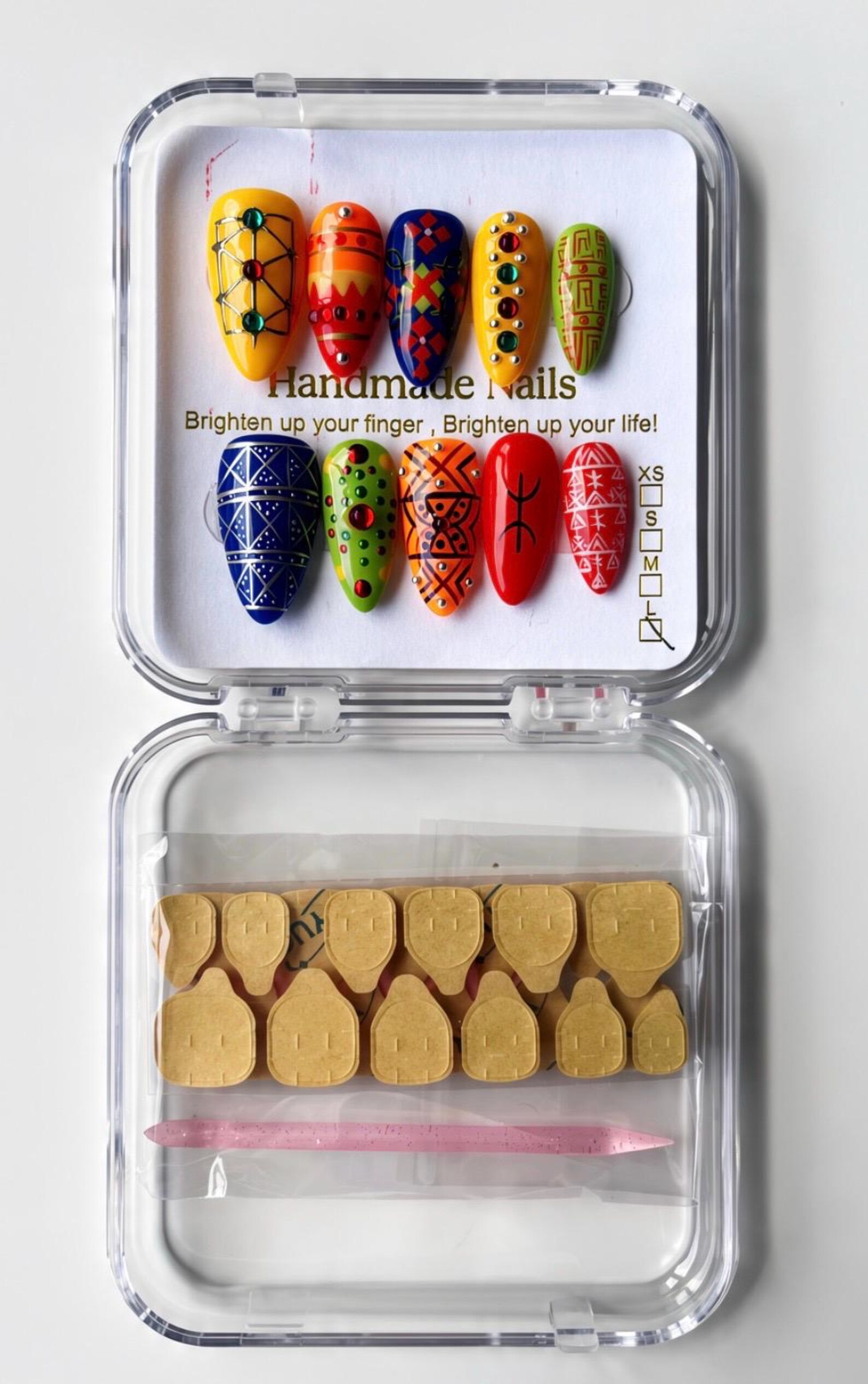 Amazigh Culture Press On Nails with Geometric Heritage Design