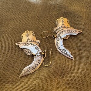 Berber Hamsa Silver Earrings with Hand Engraved Tribal Design