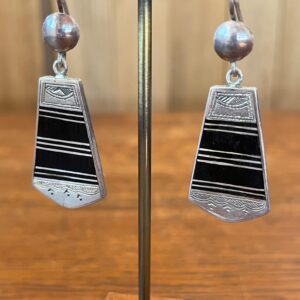 Tuareg Sterling Ebony Inlay Dangle Earrings Berber Desert Jewelry