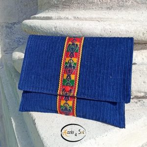 Berber Pochette Velours Bag with Amazigh Decorative Trim