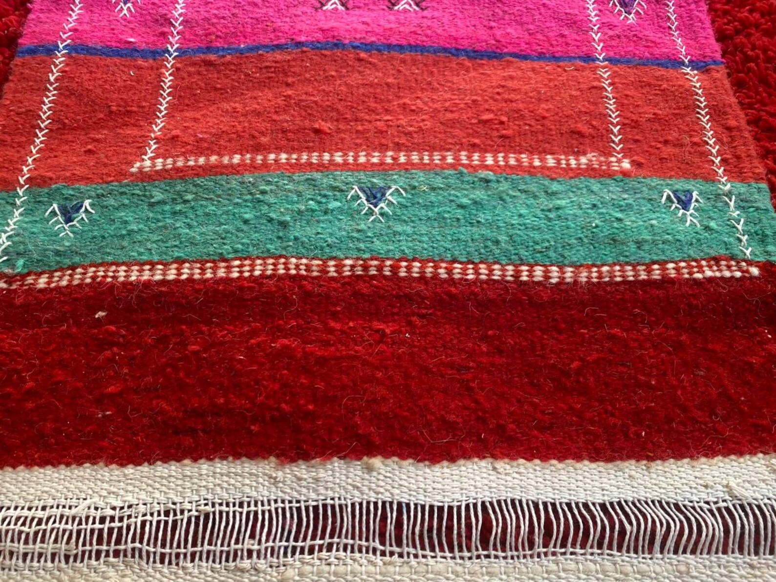 Berber Amazigh Akhnif Kilim Rug Handwoven Wool Flat Weave