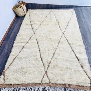 Berber Hand Knotted Beni Ourain Azilal Wool Rug Abstract Design