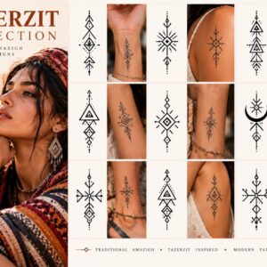 Amazigh Tazerzit Tattoo Designs Digital Download Bundle with 114 Symbols