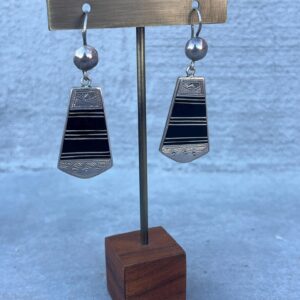 Tuareg Sterling Ebony Inlay Dangle Earrings Berber Desert Jewelry