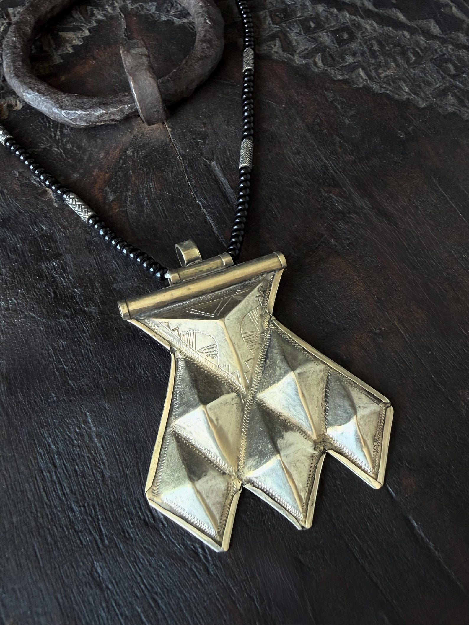 Berber Tuareg Khomeissa Necklace with Sahara Silver Pendant