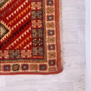 Berber Amazigh Beni Ourain Handmade Wool Rug with Boho Motifs