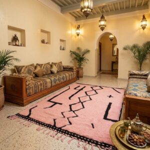 Amazigh Pink Berber Handmade Wool Rug Bold Heritage Design