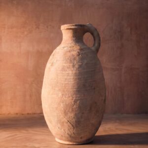 Berber Ovoid Terracotta Vase with Single Handle Antique Vessel
