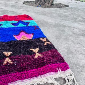 Colorful Berber Beni Ourain Wool Rug Abstract Tribal Carpet