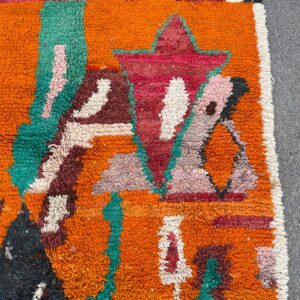 Amazigh Berber Custom Abstract Wool Rug Geometric Orange Tribal Carpet