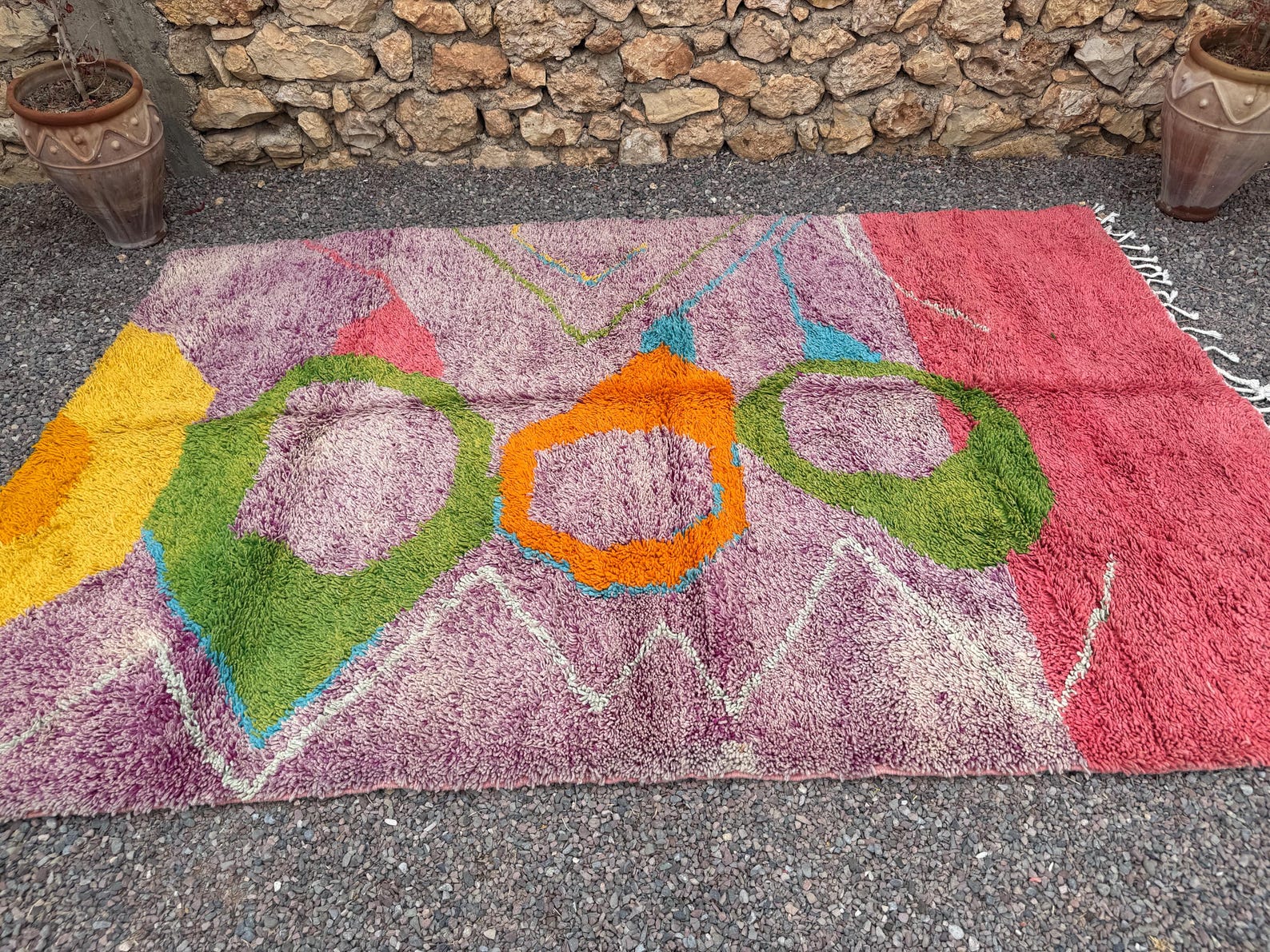 Amazigh Berber Colorful Abstract Tribal Area Rug Handmade Carpet