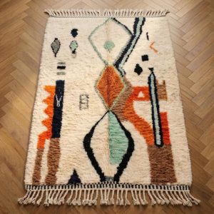Berber Handmade Terracotta Mint Beni Ourain Wool Rug