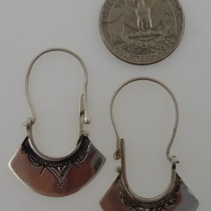 Berber Tuareg Silver Flared Hoop Earrings Tribal Style