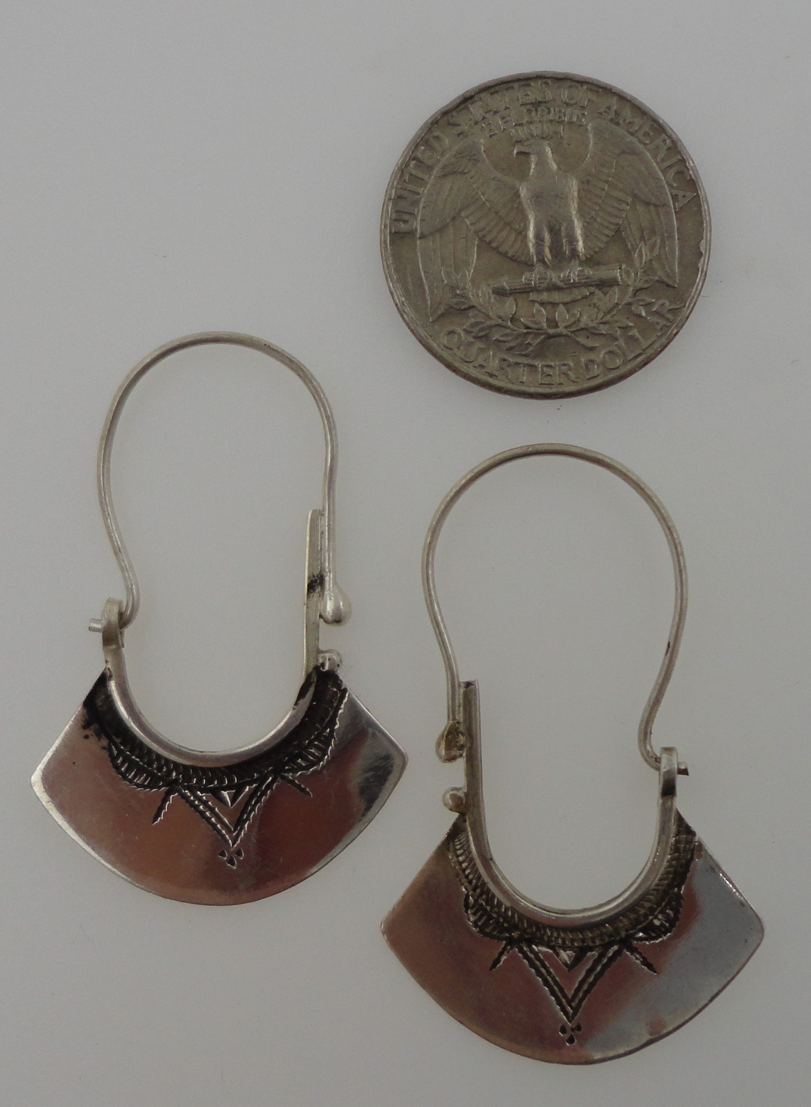 Berber Tuareg Silver Flared Hoop Earrings Tribal Style