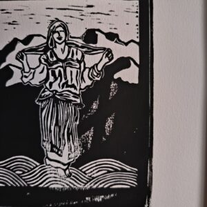 Amazigh Berber Kabyle Woman Linocut Wall Art Poster Illustration