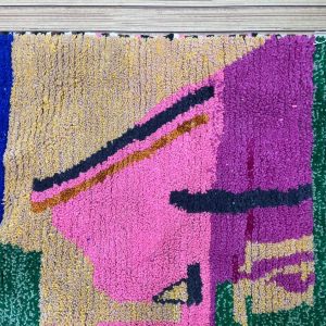 Colorful Berber Beni Ourain Wool Rug Custom Handmade Design